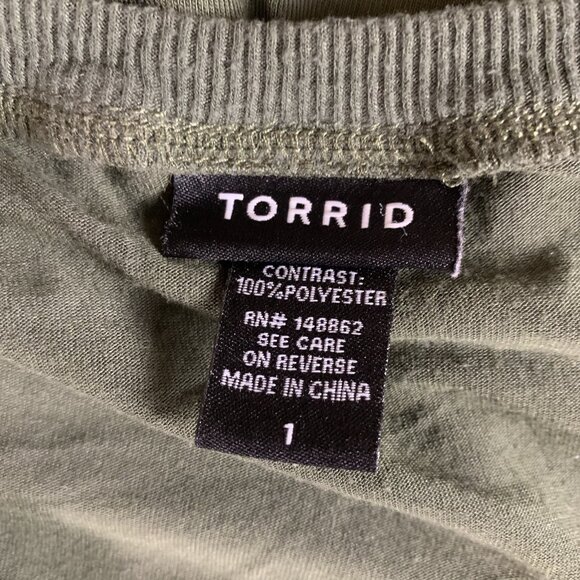 Torrid Olive Green Slouchy Oversized Tunic Top High Low Basic Casual 1 1X - Picture 3 of 3